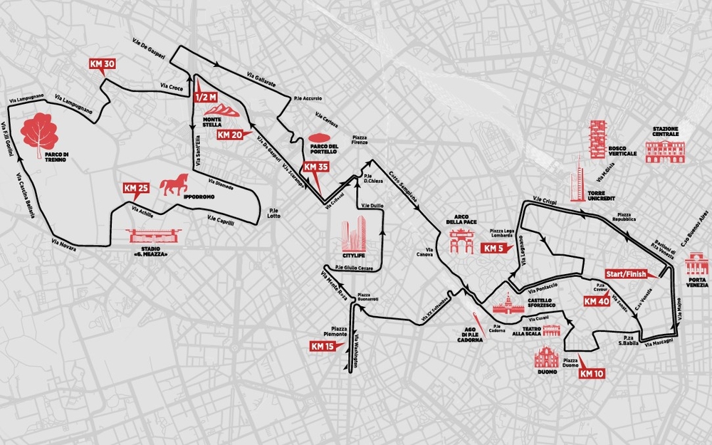 Il percorso della Milano City Marathon 2019