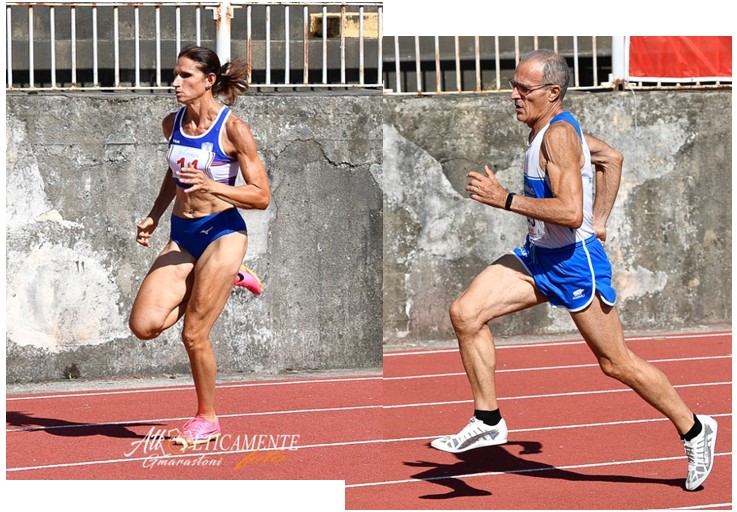 Veronica e Aldo in azione nella loro specialità preferita, i 400 metri